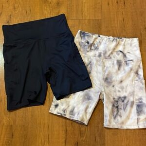 ❤️ 2 for $20 ❤️ Pair bike style shorts, dark blue and tie dye.
